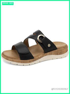 Womens Slide Sandals Low Wedge Arch Support Comfortable Walking Sandals